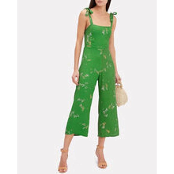 Faithfull the Brand Pants - Faithfull The Brand Elsa Green Floral Jumpsuit Small